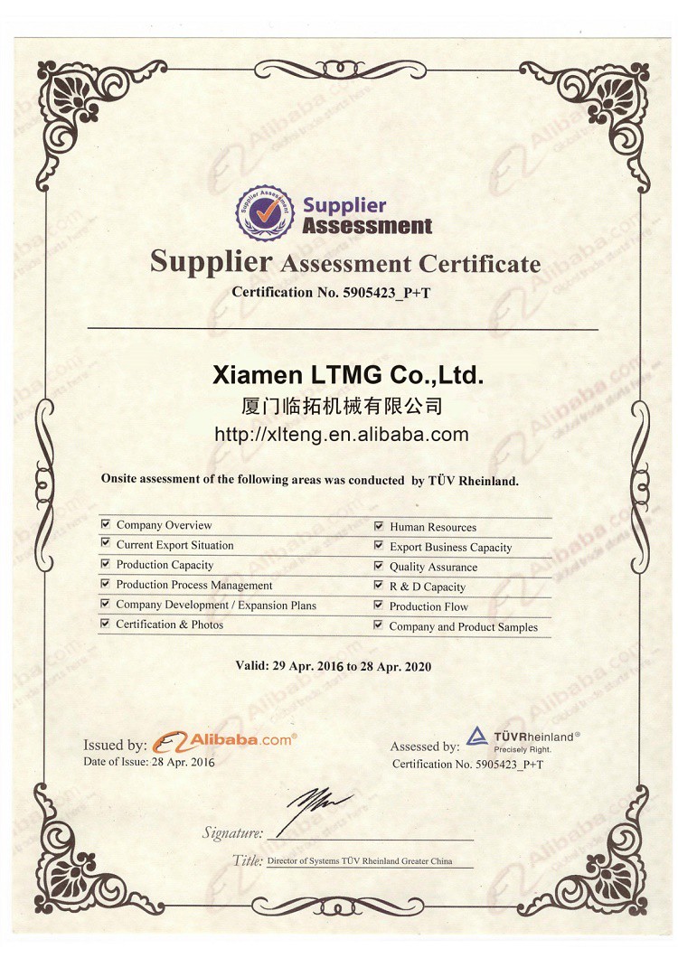 Supplier Assessment Certificate Supplier Assessment Certificate